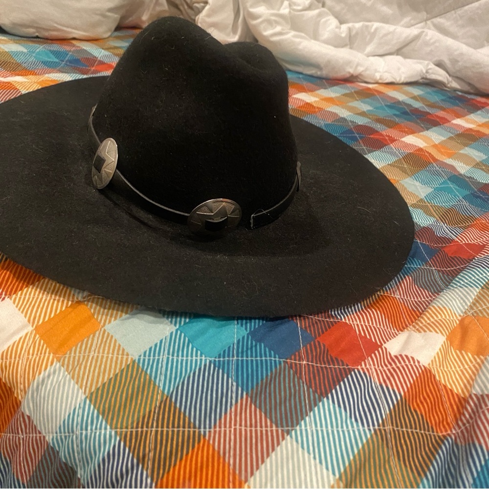 Hat, Black Felt w/Silver Accents